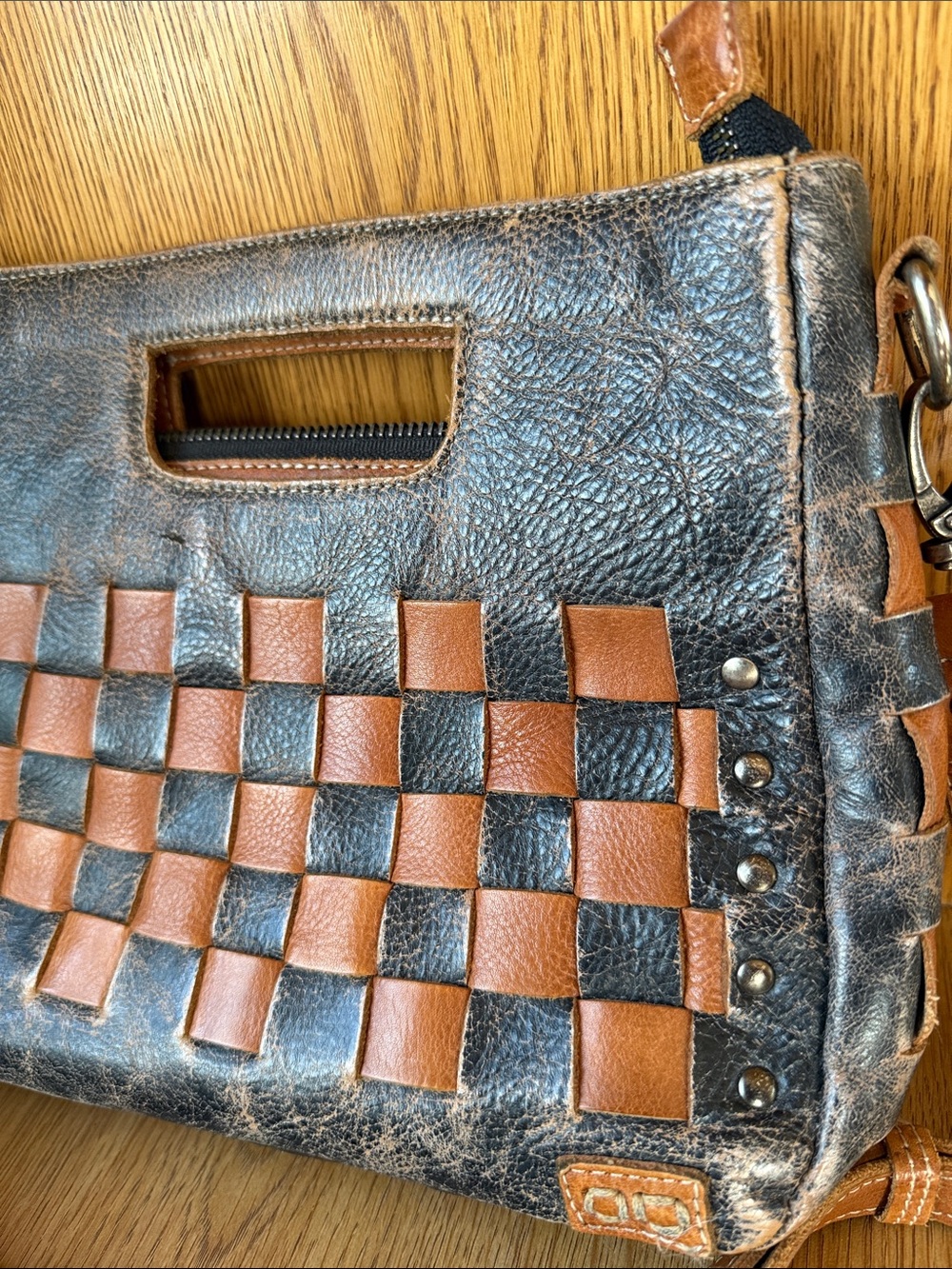 Bed Stu Keiki Woven Leather Shoulder Bag Handbag Handmade in Leon MX Natural Dye